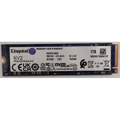 Ssd-диск Kingston NV2 3D NAND 1TB M.2 (2280 PCI-E) NVMe x4 (SNV2S/1000G) (Восстановлено продавцом, 895121) купить в Украине: Киев, Днепр, Харьков, Одесса  | Проверка совместимости, низкая цена, отзывы, характеристики от TELEMART фото