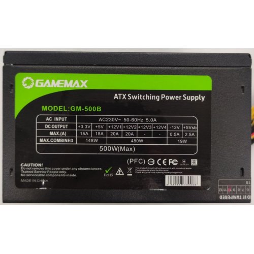 Блок живлення GAMEMAX 500W (GM-500B) (Відновлено продавцем, 895136) купити в Україні | Telemart фото