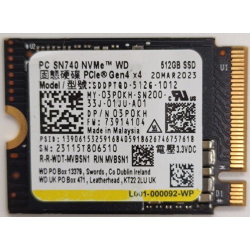 Ssd-диск Western Digital SN740 512GB M.2 (2230 PCI-E) (SDDPTQD-512G) (Восстановлено продавцом, 895150) купить в Украине: Киев, Днепр, Харьков, Одесса  | Проверка совместимости, низкая цена, отзывы, характеристики от TELEMART фото