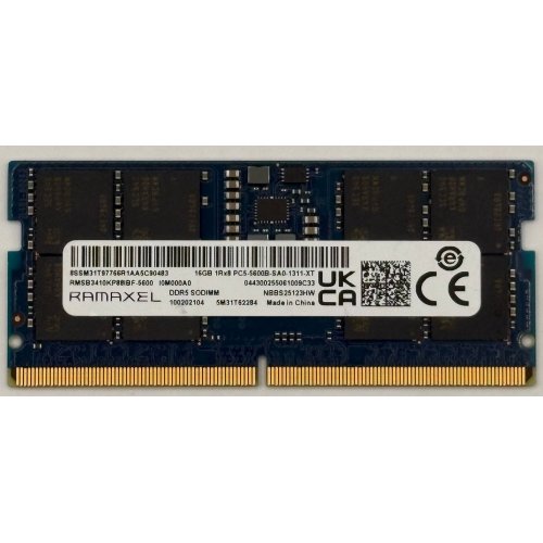 Озу Ramaxel SODIMM DDR5 16GB 5600Mhz (RMSB3410CA88IBF-5600) (Восстановлено продавцом, 895184) купить в Украине: Киев, Днепр, Харьков, Одесса  | Проверка совместимости, низкая цена, отзывы, характеристики от TELEMART фото