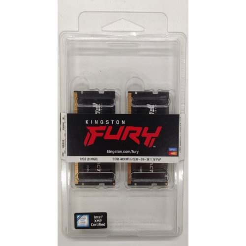 Озу Kingston SODIMM DDR5 32GB (2x16GB) 4800Mhz FURY Impact Black (KF548S38IBK2-32) (Восстановлено продавцом, 895203) купить в Украине: Киев, Днепр, Харьков, Одесса  | Проверка совместимости, низкая цена, отзывы, характеристики от TELEMART фото