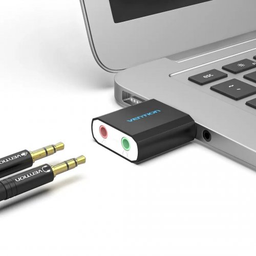 Звукова карта Vention USB Sound Card 2.0 (VAB-S17-B) Black купити в Україні: Київ, Львів, Хмельницький, Тернопіль, Івано-Франківськ | Перевірка сумісності, низька ціна, відгуки, характеристики від TELEMART фото