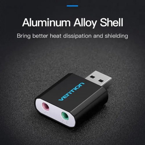 Звукова карта Vention USB Sound Card 2.0 (VAB-S17-B) Black купити в Україні: Київ, Львів, Хмельницький, Тернопіль, Івано-Франківськ | Перевірка сумісності, низька ціна, відгуки, характеристики від TELEMART фото