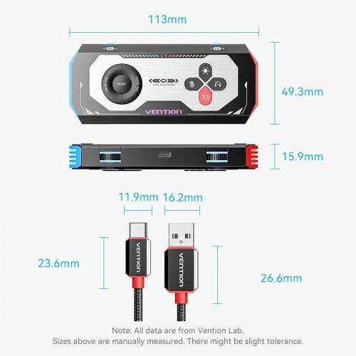 Звукова карта Vention USB Sound Card 7.1 (CVAB0) Black купити в Україні: Київ, Львів, Хмельницький, Тернопіль, Івано-Франківськ | Перевірка сумісності, низька ціна, відгуки, характеристики від TELEMART фото