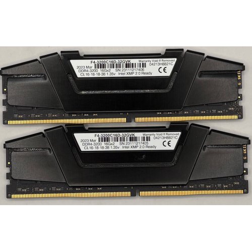 Озу G.Skill DDR4 32GB (2x16GB) 3200Mhz Ripjaws V (F4-3200C16D-32GVK) (Восстановлено продавцом, 895448) купить в Украине | Telemart фото