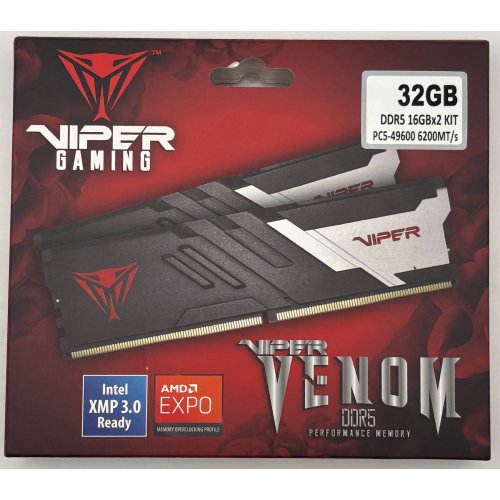 Озп Patriot DDR5 32GB (2x16GB) 6000Mhz Viper Venom (PVV532G600C36K) (Відновлено продавцем, 895449) купити в Україні | Telemart фото