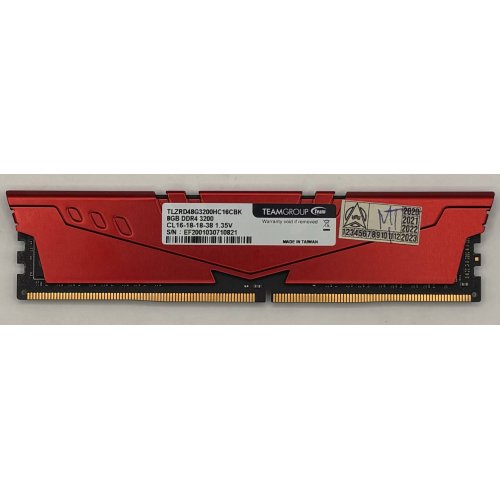 Озп Team DDR4 8GB 3200Mhz T-Force Vulcan Z Red (TLZRD48G3200HC16C01) (Відновлено продавцем, 895457) купити в Україні: Київ, Львів, Хмельницький, Тернопіль, Івано-Франківськ | Перевірка сумісності, низька ціна, відгуки, характеристики від TELEMART фото