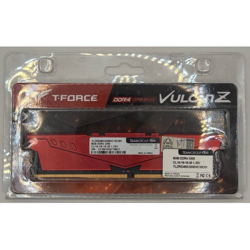 Озп Team DDR4 8GB 3200Mhz T-Force Vulcan Z Red (TLZRD48G3200HC16C01) (Відновлено продавцем, 895457) купити в Україні: Київ, Львів, Хмельницький, Тернопіль, Івано-Франківськ | Перевірка сумісності, низька ціна, відгуки, характеристики від TELEMART фото