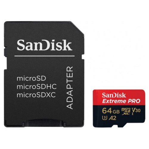 

SanDisk microSDXC Extreme Pro V30 64GB UHS-I Class 10 (с адаптером) (SDSQXCY-064G-GN6MA)