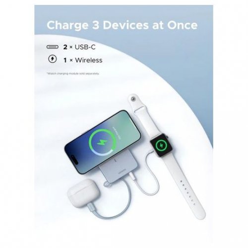 Powerbank Ugreen PB773 Magnetic Wireless 10000mAh 30W (65958B) Blue купити в Україні | Telemart фото