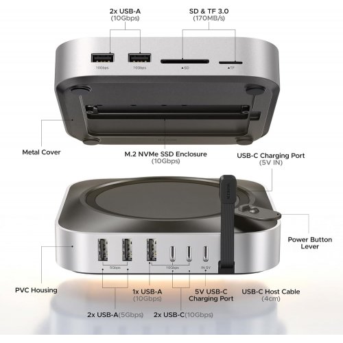 USB-хаб Ugreen CM841A USB Type-C 11 in 1 (95094) Silver купити в Україні | Telemart фото