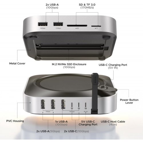 USB-хаб Ugreen CM841A USB Type-C 11 in 1 (95094) Silver купити в Україні | Telemart фото