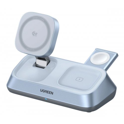 Беспроводное зарядное устройство Ugreen W711 3 in 1 Magnetic Wireless 25W (55677) Blue купить в Украине | Telemart фото