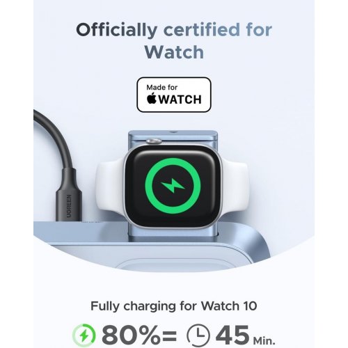 Беспроводное зарядное устройство Ugreen W711 3 in 1 Magnetic Wireless 25W (55677) Blue купить в Украине | Telemart фото