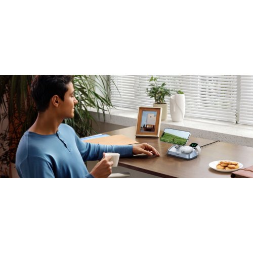 Беспроводное зарядное устройство Ugreen W711 3 in 1 Magnetic Wireless 25W (55677) Blue купить в Украине | Telemart фото