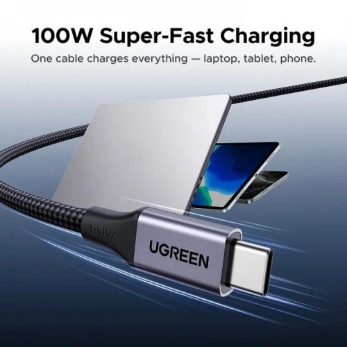 Кабель Ugreen L520 USB Type-C to USB Type-C 100W 1m (55517) Grey купити в Україні | Telemart фото