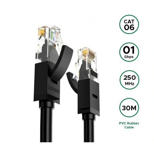 Патч-корд Ugreen NW102 Cat 6 U/UTP 30m (20168) Black купить в Украине | Telemart фото