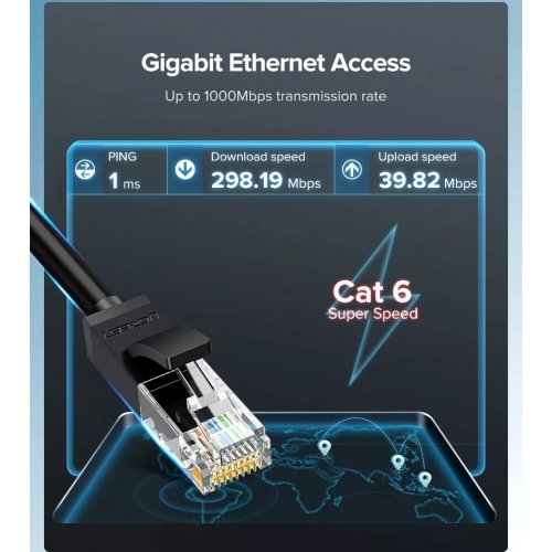 Патч-корд Ugreen NW102 Cat 6 U/UTP 30m (20168) Black купить в Украине | Telemart фото