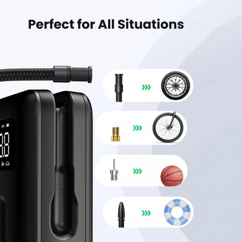 Портативний насос Ugreen CD259 Portable Tire Inflator (15951) Black купити в Україні | Telemart фото