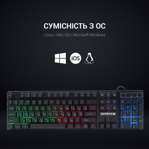 Уцінка клавіатура GamePro GK296 Black (Пошкоджено пакування, 895940) купити в Україні | Telemart фото