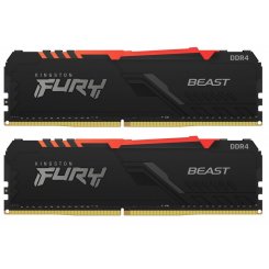 Озу Kingston DDR4 32GB (2x16GB) 3200Mhz FURY Beast RGB Black (KF432C16BB1AK2/32) (Восстановлено продавцом, 895993)