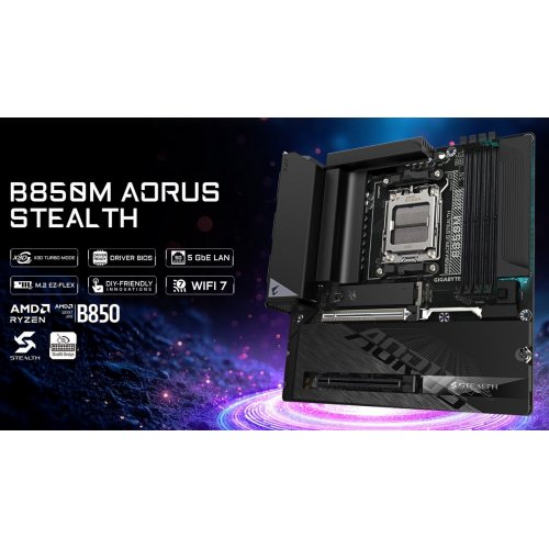 Материнська плата Gigabyte B850M AORUS STEALTH (sAM5, AMD B850) купити в Україні | Telemart фото