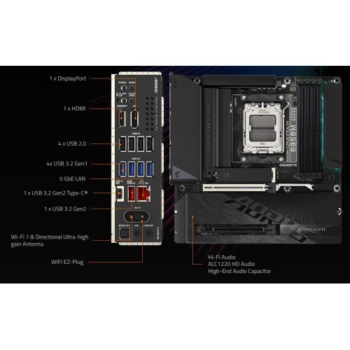 Материнська плата Gigabyte B850M AORUS STEALTH (sAM5, AMD B850) купити в Україні | Telemart фото