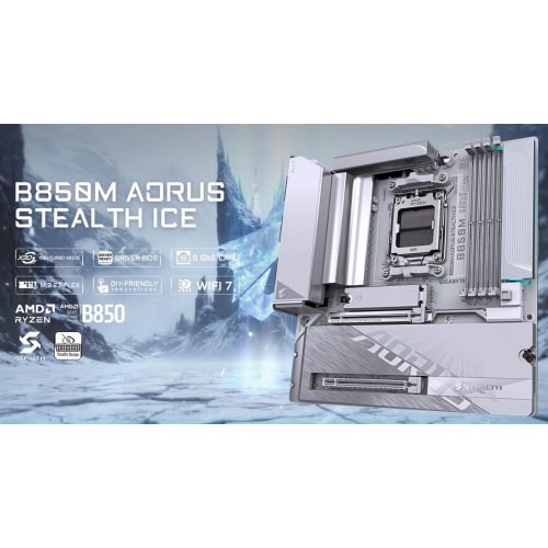 Материнська плата Gigabyte B850M AORUS STEALTH ICE (sAM5, AMD B850) купити в Україні | Telemart фото
