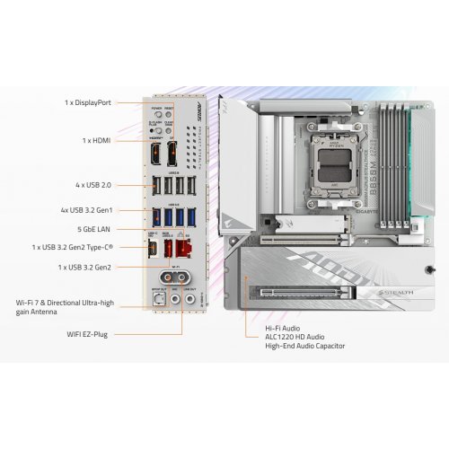 Материнська плата Gigabyte B850M AORUS STEALTH ICE (sAM5, AMD B850) купити в Україні | Telemart фото