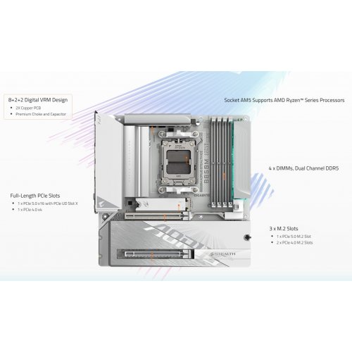 Материнська плата Gigabyte B850M AORUS STEALTH ICE (sAM5, AMD B850) купити в Україні | Telemart фото