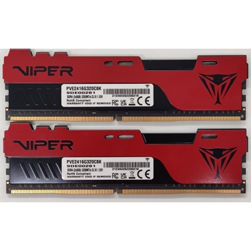 Озп Patriot DDR4 16GB (2x8GB) 3200Mhz Viper Elite II (PVE2416G320C8K) (Відновлено продавцем, 896497) купити в Україні | Telemart фото