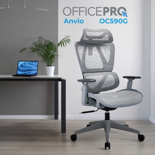 Офисное кресло OfficePro Anvio OC590 Grey купить в Украине | Telemart фото
