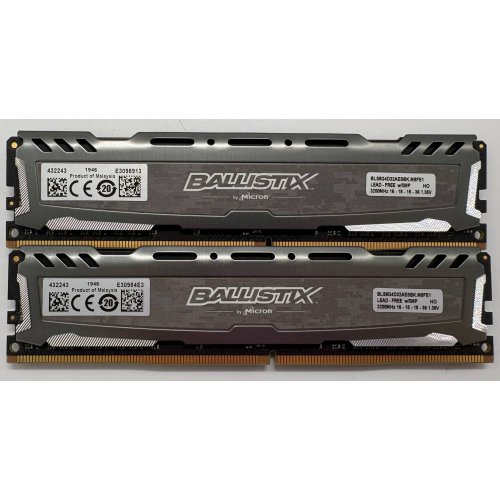 Озп Crucial DDR4 16GB (2x8GB) 3200Mhz Ballistix Sport LT Gray (BLS2K8G4D32AESBK) (Відновлено продавцем, 896678) купити в Україні | Telemart фото