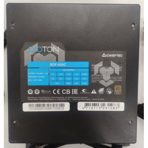 Блок живлення CHIEFTEC Proton 650W (BDF-650C) (Відновлено продавцем, 897012) купити в Україні | Telemart фото