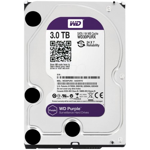 Жесткий диск Western Digital Purple 3TB 64MB 3.5" (WD30PURX) (Восстановлено продавцом, 897468) купить в Украине | Telemart фото
