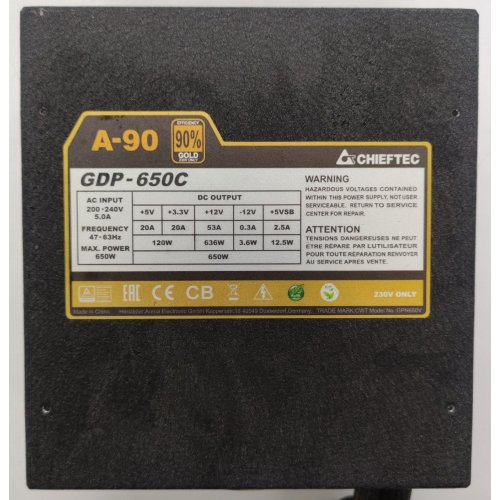 Блок живлення CHIEFTEC A-90 650W (GDP-650C) (Відновлено продавцем, 897739) купити в Україні | Telemart фото