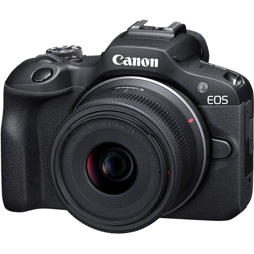Бездзеркальний фотоапарат Canon EOS R100 Travel Kit (RF-S 18-45mm) IS STM (6052C074) Black купити в Україні | Telemart фото