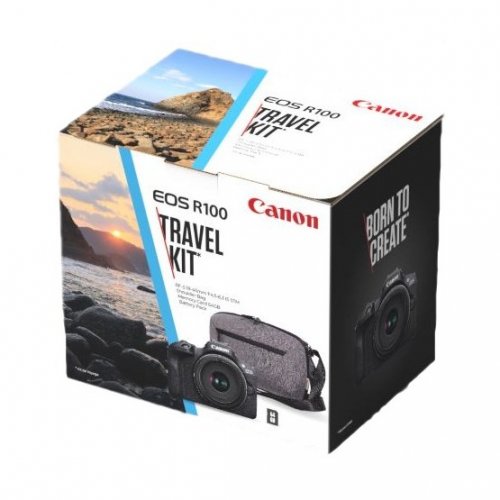 Бездзеркальний фотоапарат Canon EOS R100 Travel Kit (RF-S 18-45mm) IS STM (6052C074) Black купити в Україні | Telemart фото