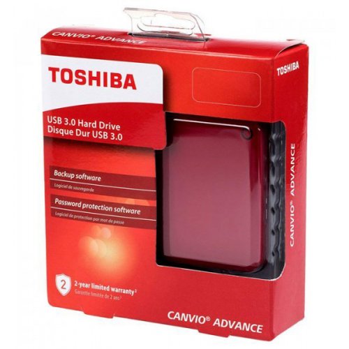 Купить Внешний HDD Toshiba Canvio Advance 2TB (HDTC920ER3AA) Red - цена в Харькове, Киеве, Днепре, Одессе
в интернет-магазине Telemart фото