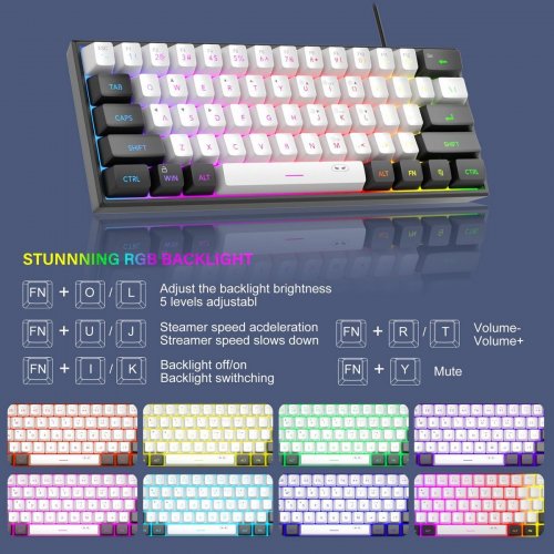 Уценка клавиатура MageGee TS91 RGB (6971969727502-UA) Black/White (Вскрытая упаковка, 898007) купить в Украине | Telemart фото