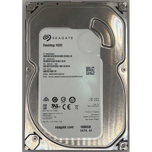 Жесткий диск Seagate Barracuda 7200.14 1TB 64MB 7200RPM 3.5" (ST1000DM003) (Восстановлено продавцом, 898027) купить в Украине | Telemart фото