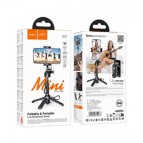 Селфі-трипод Hoco K27 Magic Portable Mini Live Broadcast Stand Black купити в Україні | Telemart фото