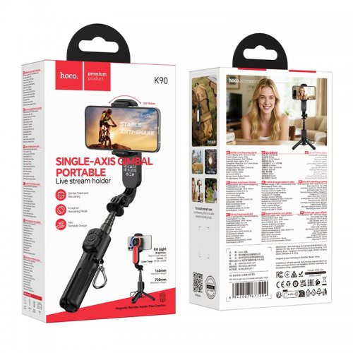 Селфі-монопод Hoco K90 Feliz Single-Axis Live Broadcast Holder Black купити в Україні | Telemart фото