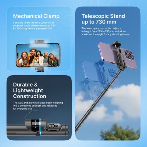 Селфі-трипод Proove DropStop Mini 73cm (MPDSM0000001) Black купити в Україні | Telemart фото