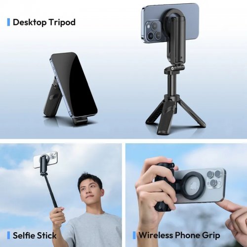 Селфі-монопод Ulanzi JJ03 3-in-1 Magnetic Phone Tripod with Remote Control (T090) Black купити в Україні | Telemart фото