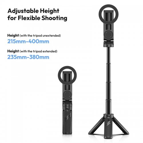 Селфі-монопод Ulanzi JJ03 3-in-1 Magnetic Phone Tripod with Remote Control (T090) Black купити в Україні | Telemart фото