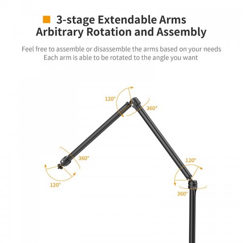 Штатив-тримач Ulanzi Vijim Desktop Flexible Arm/Light Stand (Three-Stages) (UV-2666 LS08) Black купити в Україні | Telemart фото