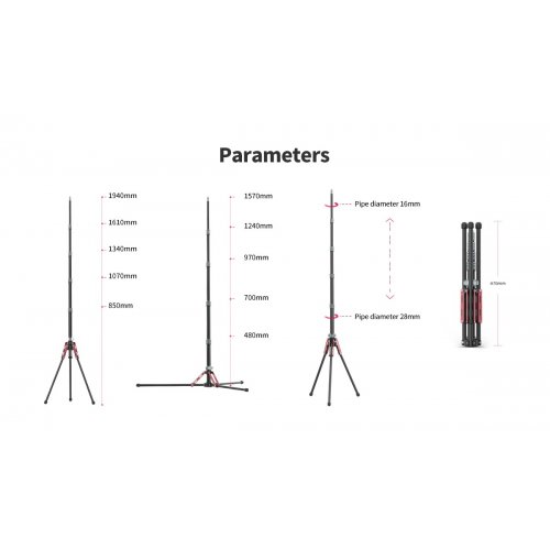 Штатив Ulanzi Full Carbon Fiber Multifunctional Portable Light Tripod (UV-2784 MT-49) Black купити в Україні | Telemart фото
