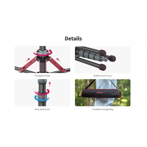 Штатив Ulanzi Full Carbon Fiber Multifunctional Portable Light Tripod (UV-2784 MT-49) Black купити в Україні | Telemart фото