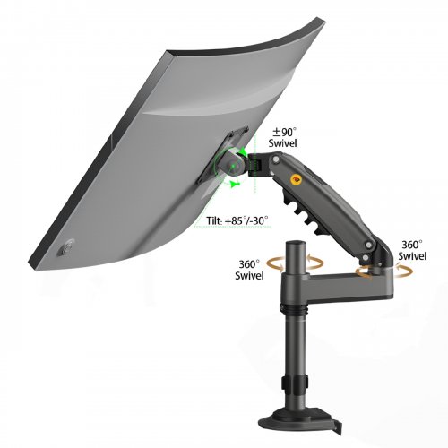 Кронштейн для монитора NB Ergonomic 17-32" H100 Gas Spring Monitor Arm Matt Charcoal купить в Украине | Telemart фото